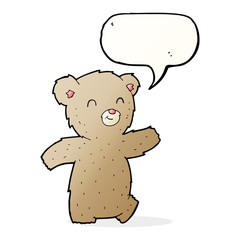 cartoon teddy bear with speech bubble