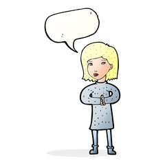 cartoon calm woman with speech bubble
