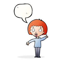 cartoon woman explaining her point with speech bubble