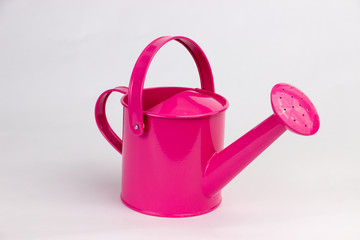 Pink watering can isolated on a white background © frances