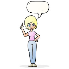 cartoon woman explaining her point with speech bubble