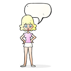 cartoon surprised woman with speech bubble