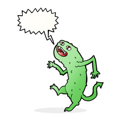 cartoon monster with speech bubble