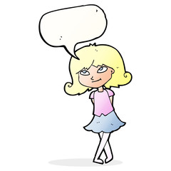cartoon clever girl with speech bubble
