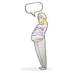 cartoon pregnant woman with speech bubble