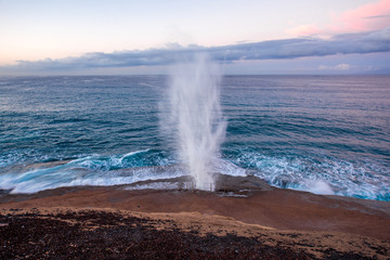 Geyser splashing water on the coast of Tenerife island