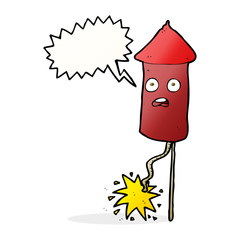 cartoon firework with speech bubble