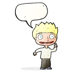 cartoon happy boy with speech bubble