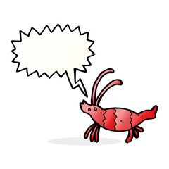 cartoon shrimp with speech bubble