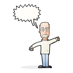 cartoon angry old man with speech bubble