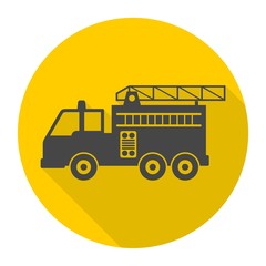 Naklejka premium Fire truck, Fire station icon with long shadow