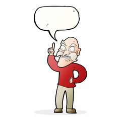 cartoon old man laying down rules with speech bubble