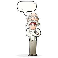 cartoon shocked old man with speech bubble