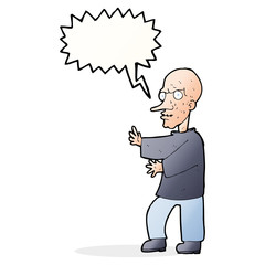 cartoon mean looking man with speech bubble