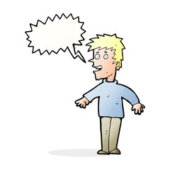 cartoon happy boy with speech bubble