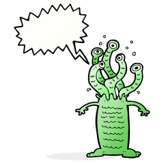 cartoon monster with speech bubble