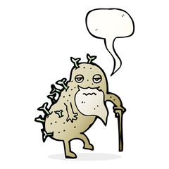 cartoon old potato with speech bubble