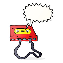 cartoon cassette tape with speech bubble