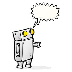 cartoon robot with speech bubble