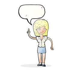 cartoon woman with idea with speech bubble