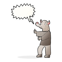 cartoon werewolf with speech bubble