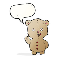 cartoon teddy bear with speech bubble