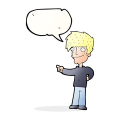 cartoon man pointing with speech bubble