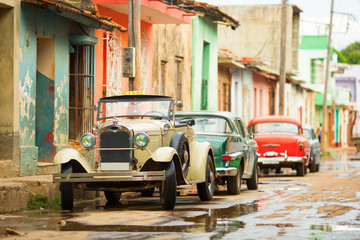 Old convertible car on street of Trinidad, Cuba