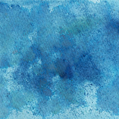 Fototapeta na wymiar Blue watercolor background. Canvas paint