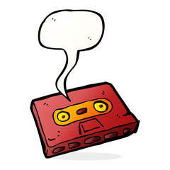 cartoon cassette tape with speech bubble