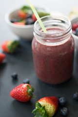 Blurred smoothie fruit