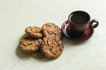 Coffee with chocolate cookies