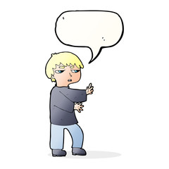 cartoon man gesturing with speech bubble