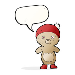 cartoon cute teddy bear with speech bubble