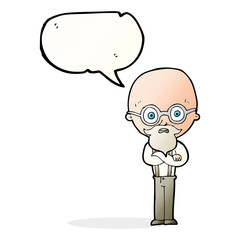 cartoon annoyed old man with speech bubble