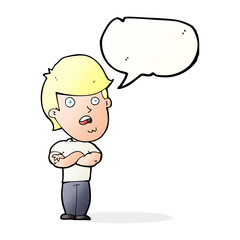 cartoon disappointed man with speech bubble