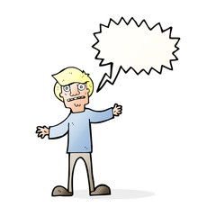 cartoon surprised man with speech bubble