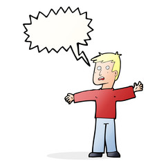 cartoon surprised man with speech bubble