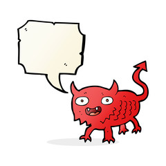 cartoon little demon with speech bubble