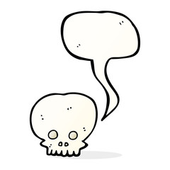 cartoon spooky skull symbol with speech bubble