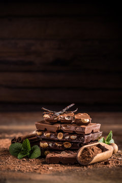 Sweet, milk chocolate with nuts