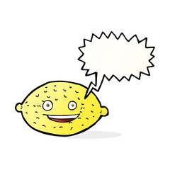 cartoon lemon with speech bubble