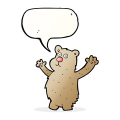 cartoon funny bear with speech bubble