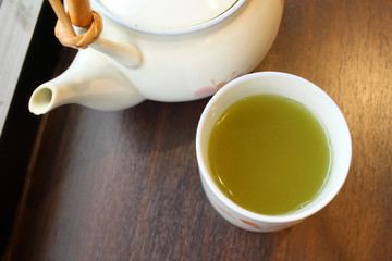 Japanese green tea in tea pot