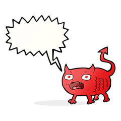 cartoon little imp with speech bubble