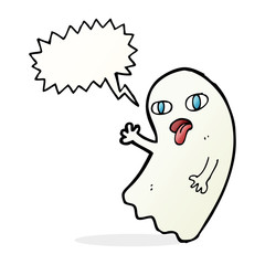 funny cartoon ghost with speech bubble