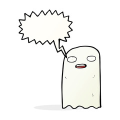 funny cartoon ghost with speech bubble