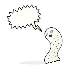 funny cartoon ghost with speech bubble
