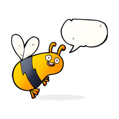 funny cartoon bee with speech bubble