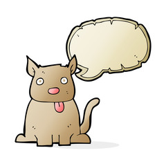 cartoon dog sticking out tongue with speech bubble